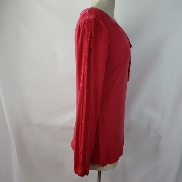 Witness red long sleeve mineral wash tee lace inserts on sleeves Large - Picture 2 of 7